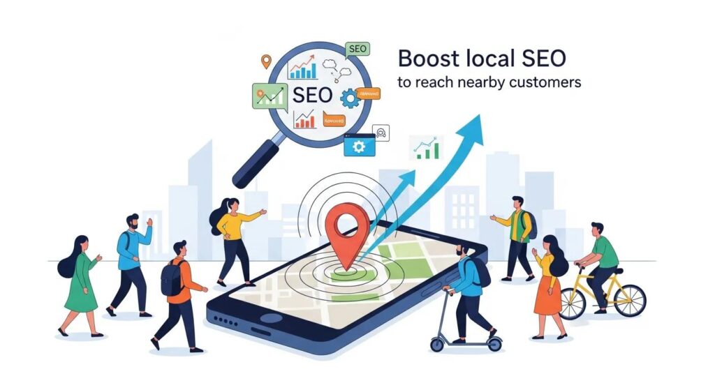 Illustration: boost local SEO to reach nearby customers