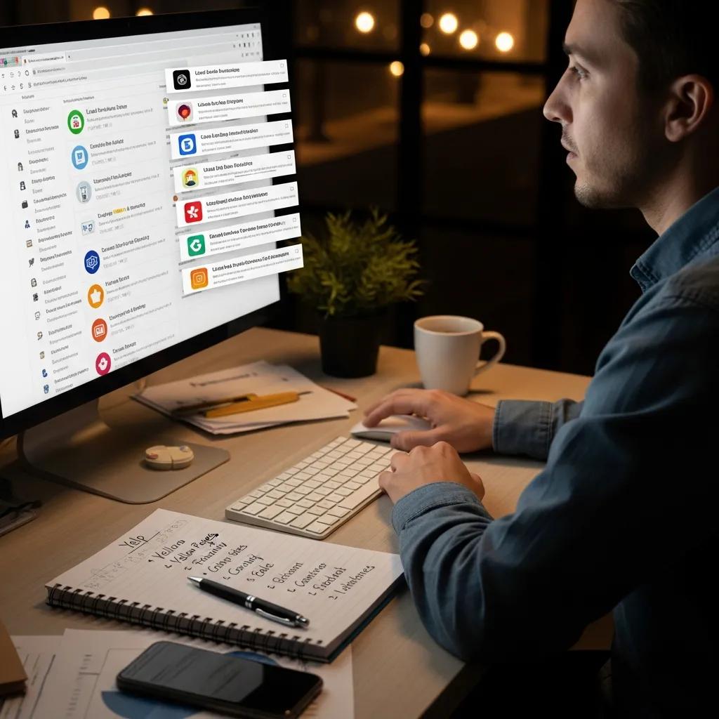 Person compiling local business citations for Visalia SEO