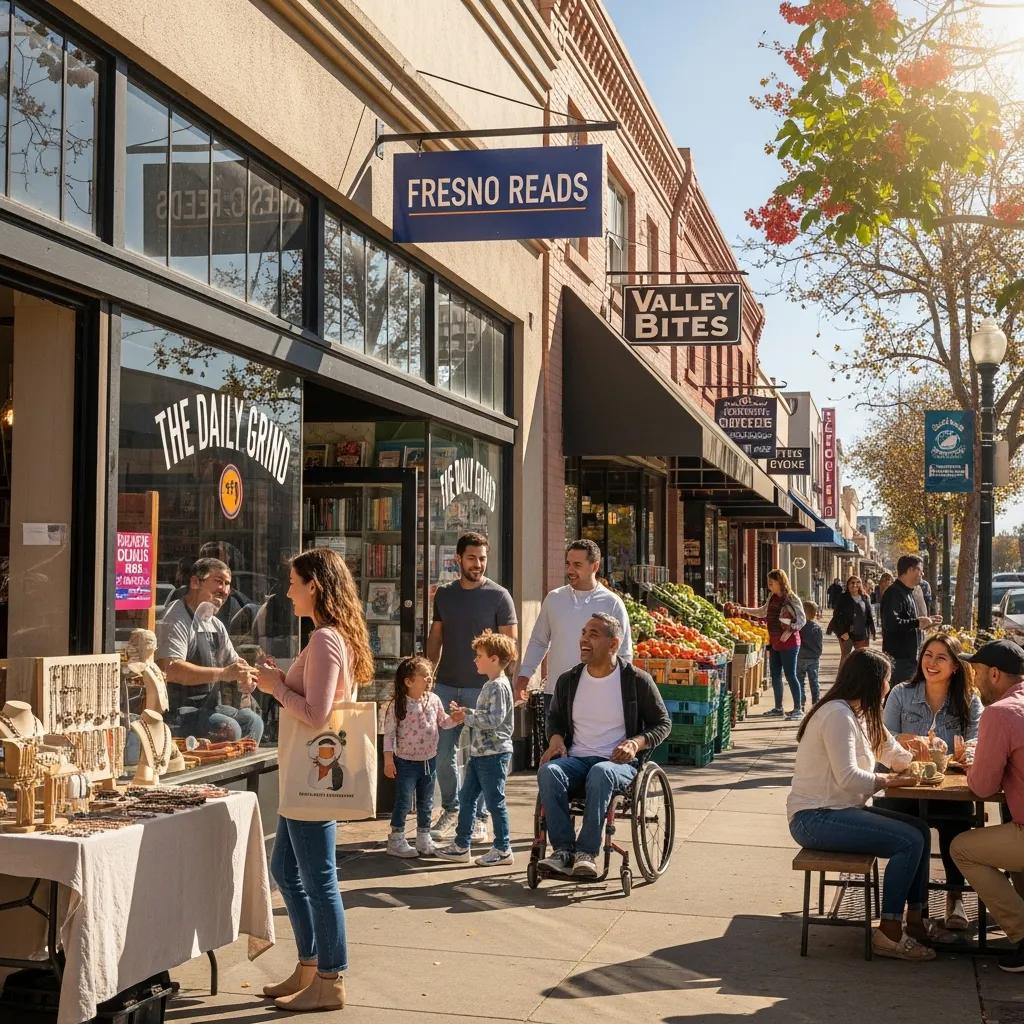 Vibrant local business scene in Fresno showcasing community engagement and activity
